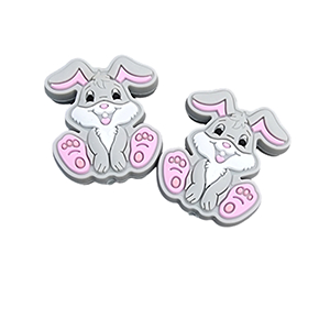76876 Foodgrade silicone rabbit beads for pacifier/decoration 29x24mm/1pcs light grey color,   ,material food grade silicone,cartoon,beads (48 29)