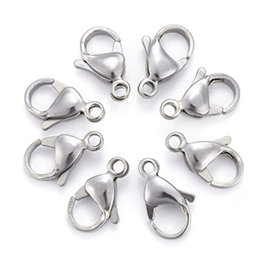 76920 Stainless Steel Lobster Clasps with Open Jump Ring  FOR JEWELLERY 15X9,5mm/10Pcs/   STEEL COLOR,   ,Material STAINLESS STEEL 304, (27 169)