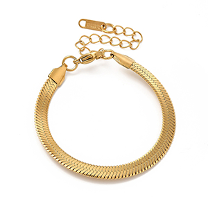 76965 304 Stainless steel herringbone chain bracelets for jewellery 15cm/1pcs 18k gold plated, enamel  ,material ανοξείδωτο ατσάλι 304,, (2 0)