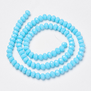 77033 Rondelle faceted glass beads for jewellery 4x3mm/130pcs cyan color, ,material glass,beads (1 0)