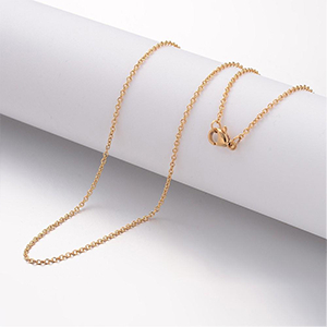 77046 Stainless steel necklace cable chains for jewellery 50cm/1pcs gold plated, with clasp  ,material ,, (3 0)