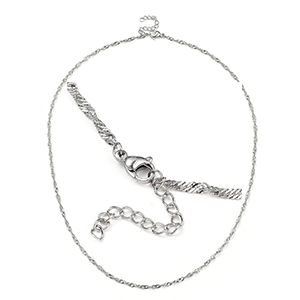 77056 Stainless Steel  Singaporre Chain With Lobster Claw Clasp  For Jewellery 50cm//1Pcs/   Steel color, With Clasp  ,Material ,, (26 1) ()