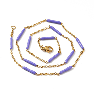77119 Stainless steel necklace enamel cable chains for jewellery 45cm//1pcs gold plated,with lobster claw clasp with clasp  ,material ,, (5 0)