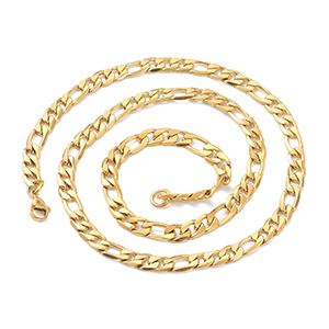 77122 Stainless Steel Figaro Chain With Lobster Claw Clasp  For Jewellery 55cm//1Pcs/   Gold Plated,With Lobster Claw Clasp With Clasp  ,Material ,, (11 0) ()