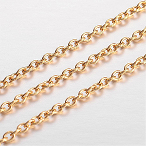 77167 Ατσάλινες αλυσίδες cable chain Για κόσμημα 3X2mm/10Μέτρ. Επίχρυσο Χρώμα, ,Συνθεση Ανοξείδωτο Ατσάλι 304 Ιon Plating, (14 36) (0gr) ()