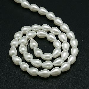 77238 Glass Pearl Teardrop Beads ,For Jewellery 7X5mm/55Pcs/ Natural Color,   ,Material Glass,,Beads (1 0) ()