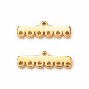 77280 Stainless steel chandelier component links for jewellery 5x16mm/1pair gold plated, with 6 hooks ,material ανοξείδωτο ατσάλι 304,, (2 0)