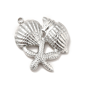 77291 Stainless Steel Conch Pendants ,For Jewellery 21X20mm/1Pcs/ Steel color,   ,Material Ανοξείδωτο Ατσάλι 304,Summer,Charms (20 0) ()