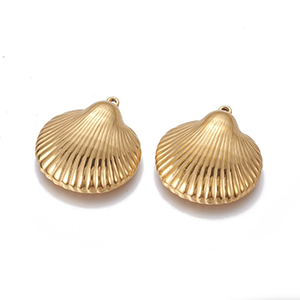 77327 Ατσάλινα Καλοκαιρινά Μενταγιόν Κοχύλια Για κόσμημα 27X24mm/1Τεμ. Επίχρυσο Χρώμα,   ,Συνθεση Ανοξείδωτο Ατσάλι 304,Καλοκαιρινά/Θαλασσινά,Κρεμαστά (10 0) (14gr) ()