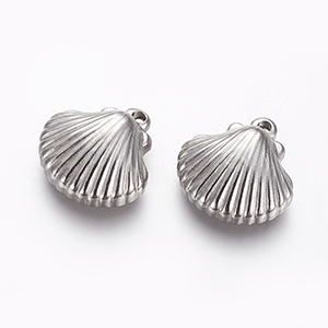 77328 Stainless Steel Conch Pendants For Jewellery 15X15mm/1Pcs Steel color,   ,Material Ανοξείδωτο Ατσάλι 304,Summer,Charms (13 8) ()