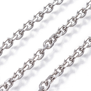 77343 Ατσαλινες αλυσιδες cable chain για κοσμημα 4x3mm/1μετρ. ατσαλινο χρωμα,   ,συνθεση ανοξειδωτο ατσαλι 304, (20.9 0)