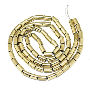 77373 Non magnetic synthetic hematite column beads for jewellery 5x3mm/75pcs 18k gold plated, ,material semi precious stones,,beads (1 0)