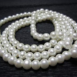 77428 Glass pearl round beads for jewellery 6mm / 140pcs natural color glass (9 49)