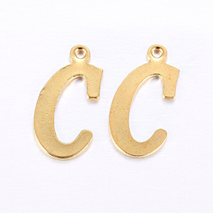77596 STAINLESS STEEL ALPHABET LETTERS  FOR JEWELLERY 15X6mm/2Pcs/   GOLD PLATED,English Alphabet With Letter C  ,Material ,Alphabet, (22 8) ()
