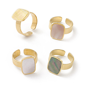 77741 Ατσαλινα δαχτυλιδια/cuff rings  για κοσμημα 17mm/size 7/1τεμ. επιχρυσο χρωμα, με ημιπολυτιμους λιθους  ,συνθεση ανοξειδωτο ατσαλι 304, (1 0)