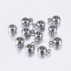 77759 Stainless Steel Spacer Beads Round shape  For Jewellery 9X6mm/6Pcs/   Steel color,   ,Material Ανοξείδωτο Ατσάλι 304,Christmas,Beads (17 2) (Wholesale Price 60 Pcs @  0.14= €8.4 ,Upon Availability)