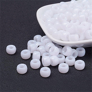 77800 Acrylic Round Beads with Big Hole ,For Jewellery 9X6mm/120Pcs//Ø4.5mm White Color, ,Material Acrylic,,Beads (0 3) ()