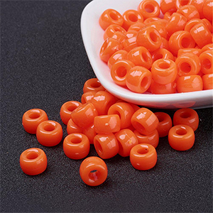 77808 Acrylic Round Beads with Big Hole ,For Jewellery 9X6mm/120Pcs//Ø4.5mm Orange Color,   ,Material Acrylic,,Beads (6 5) ()
