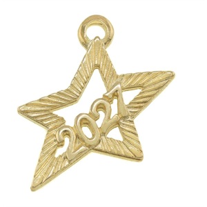 77888 METAL CHRISTMAS STAR CHARMS ‘, 2027’ FOR JEWELLERY 38mm//1Pcs/ GOLD PLATED, ,Material ,CHRISTMAS, (0 0) ()
