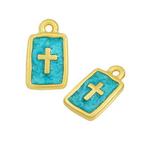 78153 Ορειχάλκινα Σταυρουδάκια με Χρώμα Για Κόσμημα/Μαρτυρικά 9X12mm/1Τεμ. Επίχρυσο/Γαλάζιο, ,Συνθεση Ορείχαλκος,Θρησκετυτικά,Κρεμαστά (1 0) (7gr) ()