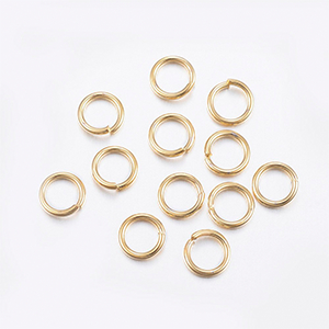 78434 Stainless Steel Open Jump Rings ,For Jewellery 6X0.8mm/50Pcs/ 24k Gold plated,   ,Material Ανοξείδωτο Ατσάλι 304,, (202 5) ()