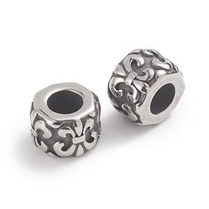 78641 Stainless Steel Column Beads  For Jewellery 9X6mm/1Pcs//Ø4.5mm   Steel color, Decorative  ,Material Ανοξείδωτο Ατσάλι 304,,Beads (10 0) ()