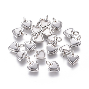 78656 Stainless Steel Hearts ,For Jewellery 10X7mm/5Pcs/ Steel color,   ,Material Stainless Steel,Saint Valentine,Charms (14 5) ()