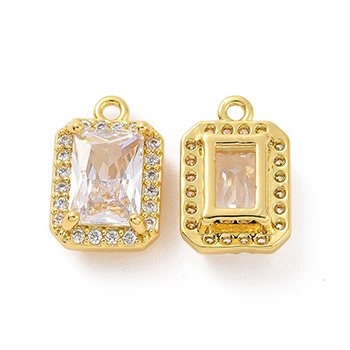 78773 Rectangle Cubic Zironia Charms with Brass Findings ,For Jewellery 12X8mm/1Pcs/ 18k GOLD PLATED,   ,Material ,,Charms (3 6) ()