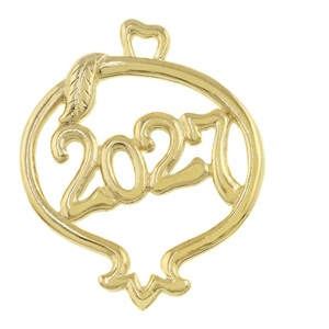78821 METAL POMEGRANADES ‘, 2027’ FOR DECORATION 40X31mm/1Pcs/ GOLD PLATED, ,Material ,CHRISTMAS,CHARMS (10 0) ()