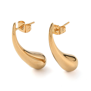 79223 Stainless Steel Stud Earrings  For Jewellery 27X8mm/1Pair/   Gold Plated,   ,Material ,, (5 0) (Wholesale Price 5 Pair @  5.4= €27 ,Upon Availability)