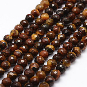 79259 Natural Tiger Eye round faceted Beads ,For Jewellery 6mm/60Pcs/ Brown Color,   ,Material ,,Beads (0 1) ()