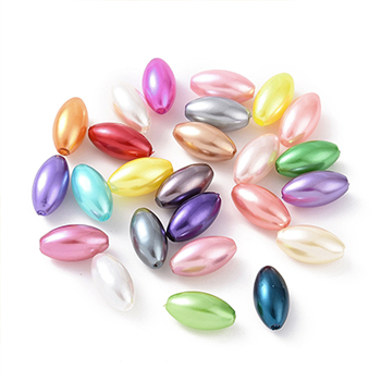 80402 Plastic Pearls Rice shape Beads ,For Jewellery 13X7.5mm/20gr/ MultiColor, Pearls  ,Material Acrylic,,Beads (3 2) ()