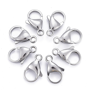 80540  Stainless Steel Lobster Clasps ,For Jewellery 10X7mm/100Pcs/ Steel color,Lobster Claw Clasps With 1 Open Jump Ring  ,Material Stainless Steel,, (10 0) ()