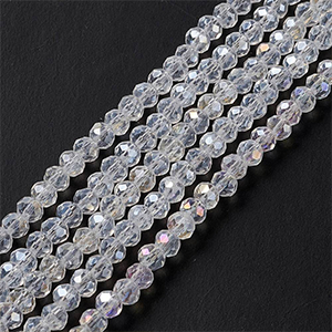 80897 RONDELLE GLASS BEADS  FOR JEWELLERY 4X3mm/130Pcs/   CRYSTAL AB, FACETED  ,Material GLASS,,BEADS (20 0) ()