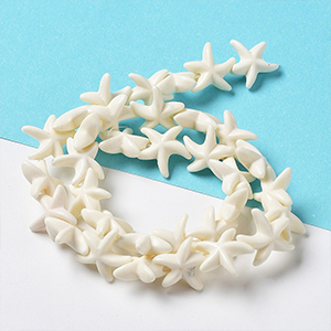 81048 Howlite Starfish shape Beads ,For Jewellery 14X14mm/30Pcs/ White Color,   ,Material ,Summer, (10 0) ()