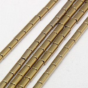 81061 Non Magnetic Synthetic Hematite Column Beads ,For Jewellery 5X3mm/80Pcs/ Golden Color,   ,Material ,Beads (17 3) ()