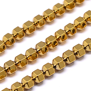 81319 Synthetic Hematite FOR JEWELLERY 4X4mm/95Pcs/ GOLD PLATED, ,Material ,BEADS (0 0) ()