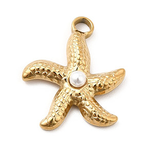 81509 Stainless Steel Starfish ,For Jewellery 18X16mm/1Pcs/ Gold Plated, With Pearls  ,Material Ανοξείδωτο Ατσάλι 304,Summer,Charms (10 0) ()