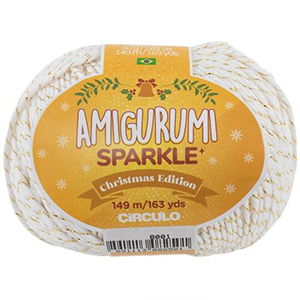 82057 CIRCULO AMIGURUMI SPARKLE METALLIC YARN  FOR BABY DOLLS 80GR/149METERS/   WHITE COLOR,   ,MATERIAL POLYESTER,, (3 0) ()