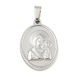 82119 Stainless Steel Oval Panagitses Amulet ,For Jewellery 24X16mm/1Pcs/ Steel color,   ,Material Stainless Steel 304,Religious,Charms (20 0) ()