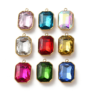 82855 Ατσάλινα Μενταγιόν με Ζιργκόν  Για κόσμημα 18X11mm/1Τεμ. 18Κ Επίχρυσο Χρώμα, Με πολύχρωμα ζιργκόν  ,Συνθεση Ανοξείδωτο Ατσάλι 304,Κρεμαστά (3 6) (12gr) ()