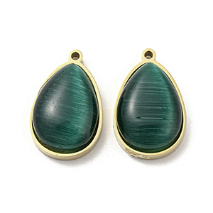 82923 Ατσάλινα Μενταγιόν Σταγόνες με Ημιπολύτιμους Λίθους  Για κόσμημα 22X14mm/1Τεμ. 14κ επίχρυσο Χρώμα, Με Μάτι τις Γάτας  ,Συνθεση Ανοξείδωτο Ατσάλι 304,Καλοκαιρινά/Θαλασσινά,Κρεμαστά (2 2) (12gr) ()