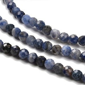 83003 Ημιπολύτιμοι λίθοι Σοδαλίτης Στρόγγυλο με Έδρες Για Κόσμημα 3.5mm/Ø1.5mm/~110Τεμ. Μπλέ Χρώμα, ,Συνθεση Γυαλί,Χάντρα (1 0) (15gr) ()