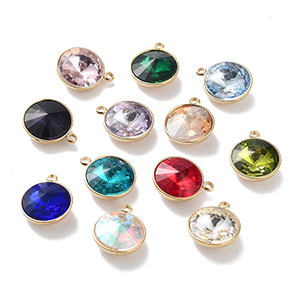 83047 Round Stainless Steel pendants with cubic Zirconia ,For Jewellery 16X13mm/1Pcs/ Steel color,   ,Material Ανοξείδωτο Ατσάλι 304,Charms (16 8) ()