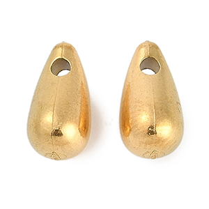 83062 STAINLESS STEEL TEARDROP CHARMS WITH CUBIC ZIRCONIA FOR NECKLACES 12X7MM/2PCS/ 18K GOLD PLATED, ,MATERIAL ,BEADS (8 5) ()