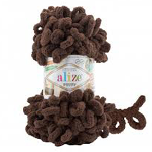 83094  Alize Puffy Yarn ,For Blankets,Scarves,Cardigans 100gr//10Meters/  (Alize) 493-Brown, 100% Polyester  ,Material 100% Polyester,Winter,Hand Knit (23 0) ()