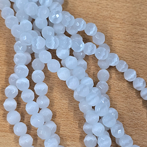 83354 Συνθετικό Μάτι της Γάτας στρόγγυλο με έδρες Για κόσμημα 6mm/~67Τεμ. Λευκό Χρώμα, ,Συνθεση ,Χάντρα (10 13) (0gr) ()