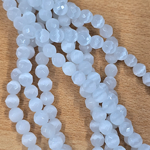 83359 Συνθετικό Μάτι της Γάτας στρόγγυλο με έδρες Για κόσμημα 4mm/~95Τεμ. Λευκό Χρώμα, ,Συνθεση ,Χάντρα (12 21) (0gr) ()