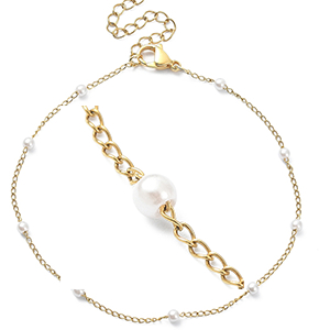 83370 Stainless Steel Evil eye link Chains ,For Jewellery 22cm//1Pcs/ 18k GOLD PLATED, With Pearls  ,Material ,, (21 3) ()