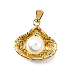83595 Stainless Steel Conch Pendants ,For Jewellery 22X22mm/1Pcs/ Gold Plated, With Pearls  ,Material Ανοξείδωτο Ατσάλι 304,Summer,Charms (5 0) ()